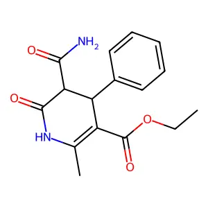 ethyl 3-carbamoyl-6-methyl-2-oxo-4-phenyl-3,4-dihydro-1H-pyridine-5-carboxylate structure