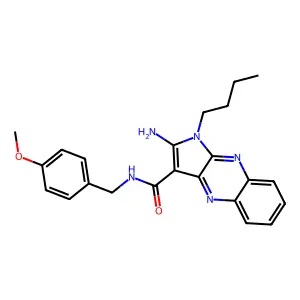 2-amino-1-butyl-N-[(4-methoxyphenyl)methyl]pyrrolo[3,2-b]quinoxaline-3-carboxamide structure