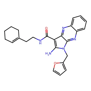 2-amino-N-[2-(cyclohexen-1-yl)ethyl]-1-(furan-2-ylmethyl)pyrrolo[3,2-b]quinoxaline-3-carboxamide structure