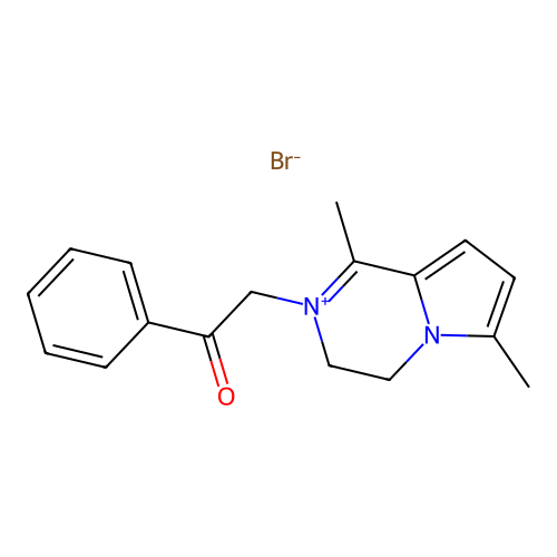 1,6-Dimethyl-2-(2-oxo-2-phenylethyl)-3,4-dihydropyrrolo[1,2-a]pyrazin-2-ium bromide structure