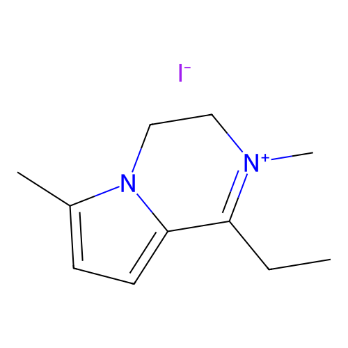 1-Ethyl-2,6-dimethyl-3,4-dihydropyrrolo[1,2-a]pyrazin-2-ium iodide structure