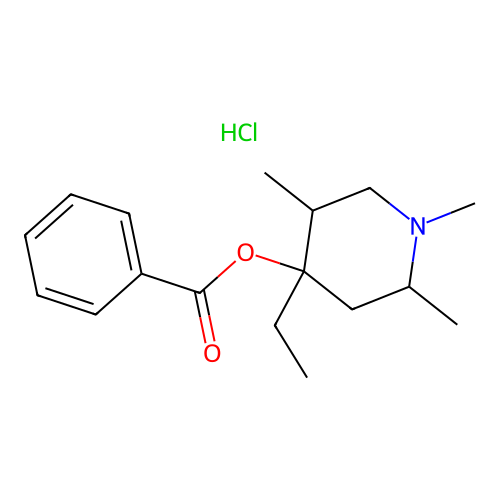 Benzoic acid 4-ethyl-1,2,5-trimethyl-piperidin-4-yl ester structure