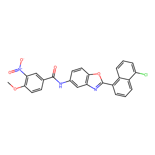 N-[2-(5-chloronaphthalen-1-yl)-1,3-benzoxazol-5-yl]-4-methoxy-3-nitrobenzamide structure