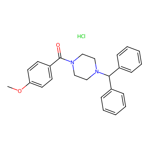 (4-Benzhydrylpiperazin-1-yl)(4-methoxyphenyl)methanone hydrochloride structure