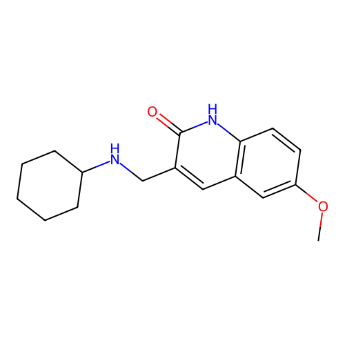 3-[(cyclohexylamino)methyl]-6-methoxy-1H-quinolin-2-one structure