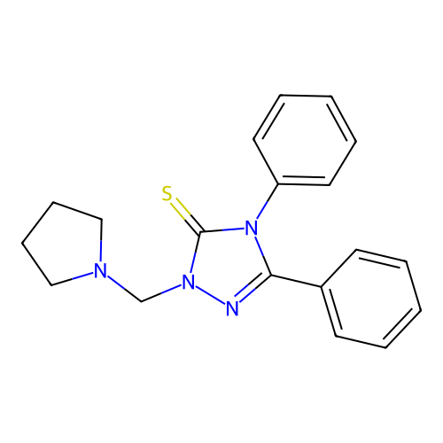 4,5-diphenyl-2-(pyrrolidin-1-ylmethyl)-2,4-dihydro-3H-1,2,4-triazole-3-thione structure