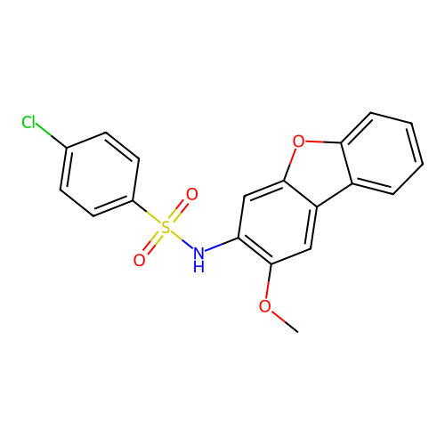 4-chloro-N-(2-methoxydibenzo[b,d]furan-3-yl)benzenesulfonamide structure