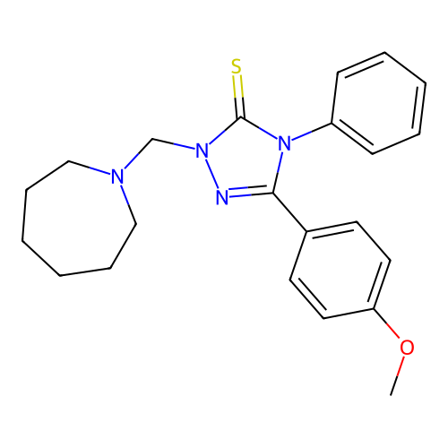 2-(azepan-1-ylmethyl)-5-(4-methoxyphenyl)-4-phenyl-2,4-dihydro-3H-1,2,4-triazole-3-thione structure