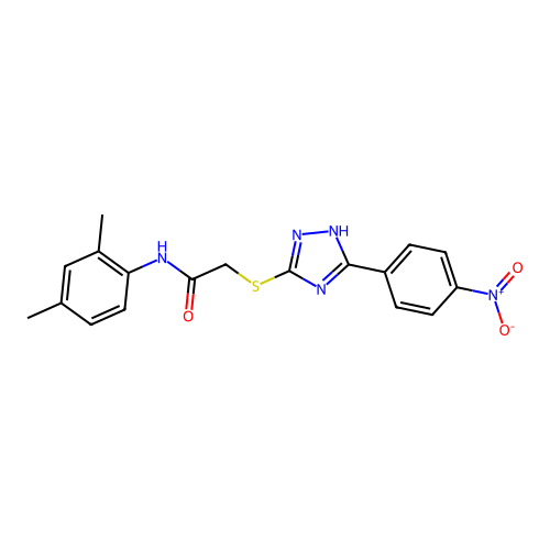 N-(2,4-dimethylphenyl)-2-((3-(4-nitrophenyl)-1H-1,2,4-triazol-5-yl)thio)acetamide structure