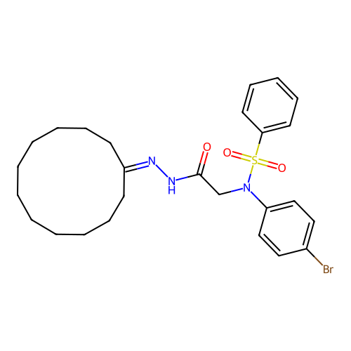 2-[benzenesulfonyl-(4-bromophenyl)amino]-N-(cyclododecylideneamino)acetamide structure