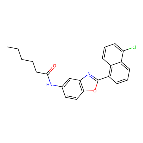 N-[2-(5-chloronaphthalen-1-yl)-1,3-benzoxazol-5-yl]hexanamide structure