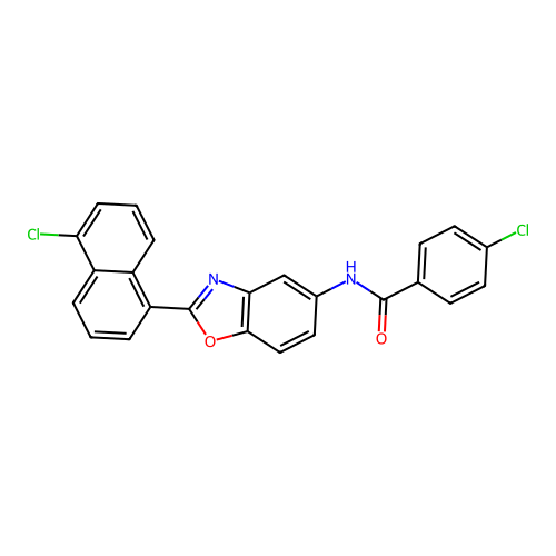 4-chloro-N-[2-(5-chloronaphthalen-1-yl)-1,3-benzoxazol-5-yl]benzamide structure