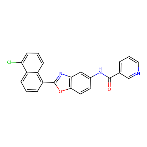 N-[2-(5-chloronaphthalen-1-yl)-1,3-benzoxazol-5-yl]pyridine-3-carboxamide structure