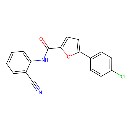 5-(4-chlorophenyl)-N-(2-cyanophenyl)furan-2-carboxamide structure
