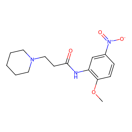 N-(2-methoxy-5-nitrophenyl)-3-(piperidin-1-yl)propanamide structure