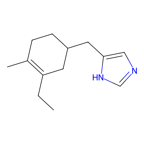 5-[(3-ethyl-4-methylcyclohex-3-en-1-yl)methyl]-1H-imidazole structure