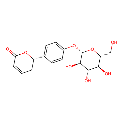 2H-Pyran-2-one, 6-(4-(beta-D-glucopyranosyloxy)phenyl)-5,6-dihydro-, (S)- structure