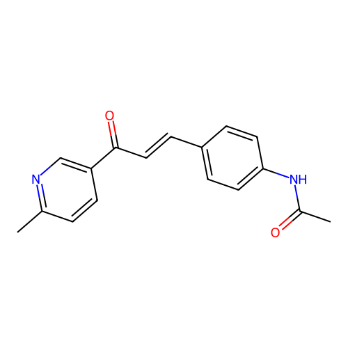 N-[4-[3-(6-methyl-3-pyridinyl)-3-oxoprop-1-enyl]phenyl]acetamide structure