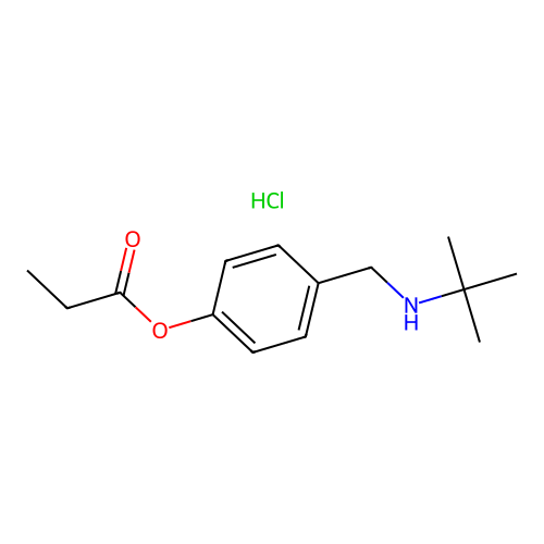 4-((Tert-butylamino)methyl)phenyl propionate hydrochloride structure