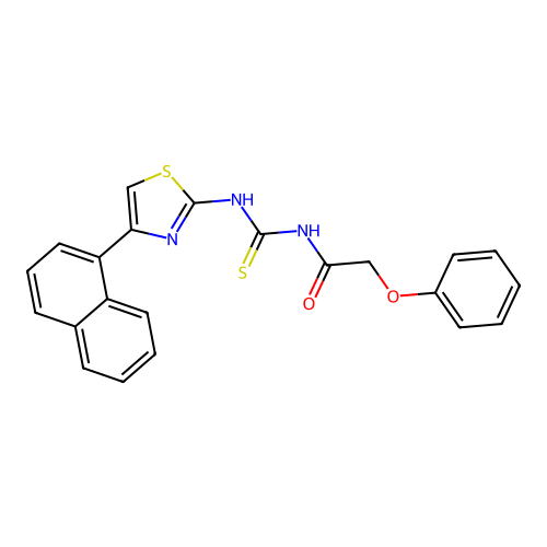 N-((4-(naphthalen-1-yl)thiazol-2-yl)carbamothioyl)-2-phenoxyacetamide structure