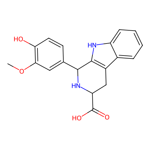 1-(4-hydroxy-3-methoxyphenyl)-2,3,4,9-tetrahydro-1H-beta-carboline-3-carboxylic acid structure