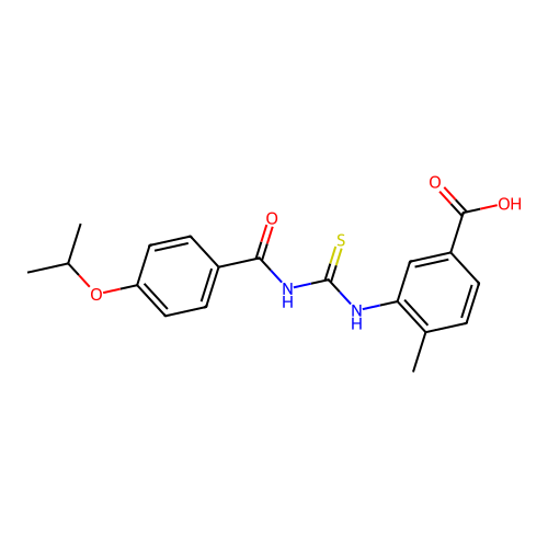 4-Methyl-3-[(4-propan-2-yloxybenzoyl)carbamothioylamino]benzoic acid structure