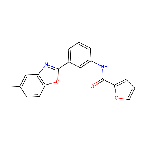 N-[3-(5-methyl-1,3-benzoxazol-2-yl)phenyl]furan-2-carboxamide structure