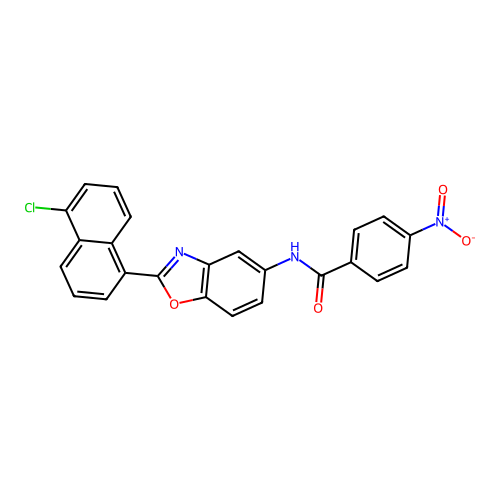 N-[2-(5-chloronaphthalen-1-yl)-1,3-benzoxazol-5-yl]-4-nitrobenzamide structure