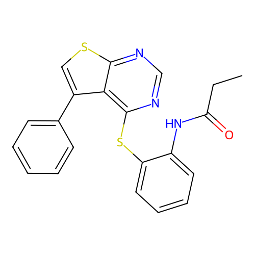 N-{2-[(5-phenylthieno[2,3-d]pyrimidin-4-yl)sulfanyl]phenyl}propanamide structure