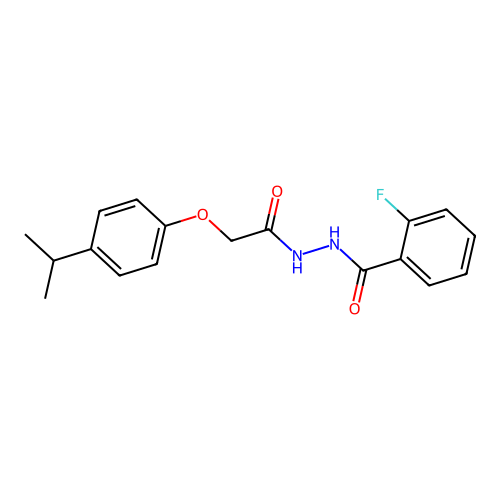2-fluoro-N'-{[4-(propan-2-yl)phenoxy]acetyl}benzohydrazide structure
