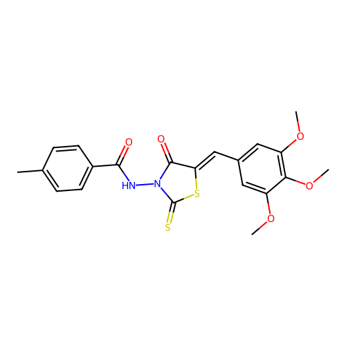 (Z)-4-methyl-N-(4-oxo-2-thioxo-5-(3,4,5-trimethoxybenzylidene)thiazolidin-3-yl)benzamide structure