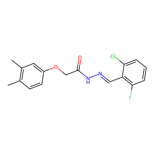 N'-[(E)-(2-chloro-6-fluorophenyl)methylidene]-2-(3,4-dimethylphenoxy)acetohydrazide structure