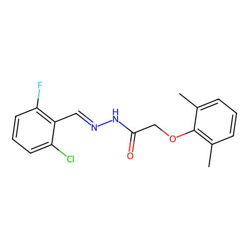 (E)-N'-(2-chloro-6-fluorobenzylidene)-2-(2,6-dimethylphenoxy)acetohydrazide structure