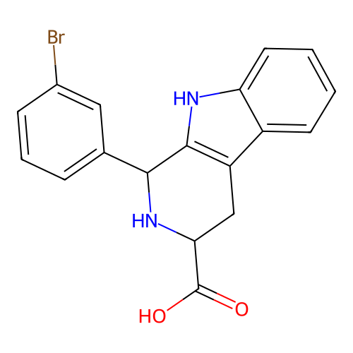 1-(3-bromophenyl)-2,3,4,9-tetrahydro-1H-pyrido[3,4-b]indole-3-carboxylic acid structure