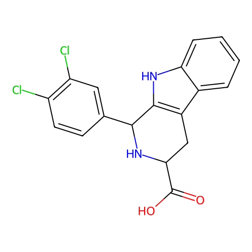 1-(3,4-dichlorophenyl)-2,3,4,9-tetrahydro-1H-beta-carboline-3-carboxylic acid structure