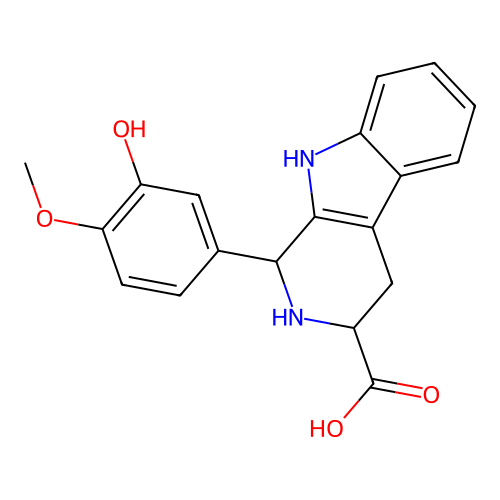 1-(3-hydroxy-4-methoxyphenyl)-2,3,4,9-tetrahydro-1H-beta-carboline-3-carboxylic acid structure