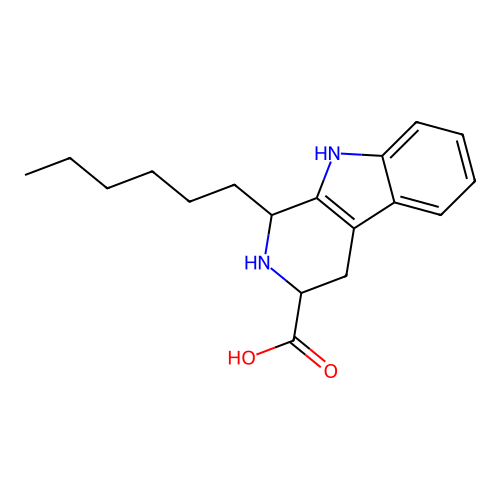 1-hexyl-2,3,4,9-tetrahydro-1H-pyrido[3,4-b]indole-3-carboxylic acid structure