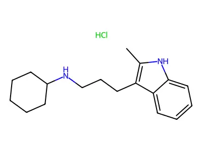 N-[3-(2-methyl-1H-indol-3-yl)propyl]cyclohexanamine hydrochloride structure