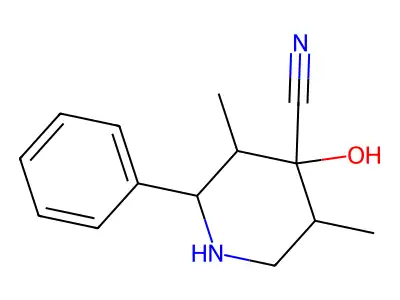 4-Hydroxy-3,5-dimethyl-2-phenylpiperidine-4-carbonitrile structure