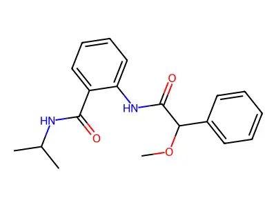 2-[(2-methoxy-2-phenylacetyl)amino]-N-propan-2-ylbenzamide structure