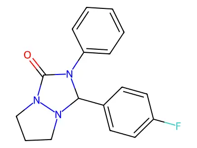 3-(4-fluorophenyl)-2-phenyltetrahydro-1H,5H-pyrazolo[1,2-a][1,2,4]triazol-1-one structure