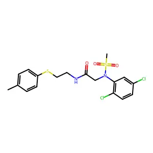 2-(2,5-dichloro-N-methylsulfonylanilino)-N-[2-(4-methylphenyl)sulfanylethyl]acetamide structure