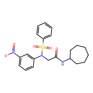 2-[N-(benzenesulfonyl)-3-nitroanilino]-N-cycloheptylacetamide structure