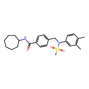 N-cycloheptyl-4-[(3,4-dimethyl-N-methylsulfonylanilino)methyl]benzamide structure