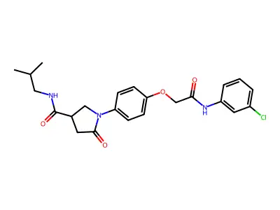 1-(4-{2-[(3-chlorophenyl)amino]-2-oxoethoxy}phenyl)-N-(2-methylpropyl)-5-oxopyrrolidine-3-carboxamide structure
