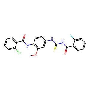 N-[[4-[(2-chlorobenzoyl)amino]-3-methoxyphenyl]carbamothioyl]-2-fluorobenzamide structure