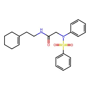 2-[N-(benzenesulfonyl)anilino]-N-[2-(cyclohexen-1-yl)ethyl]acetamide structure