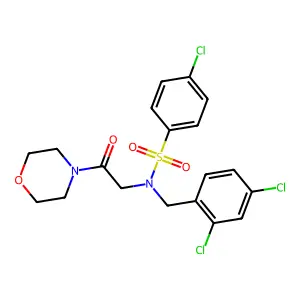 4-chloro-N-(2,4-dichlorobenzyl)-N-[2-(morpholin-4-yl)-2-oxoethyl]benzenesulfonamide structure