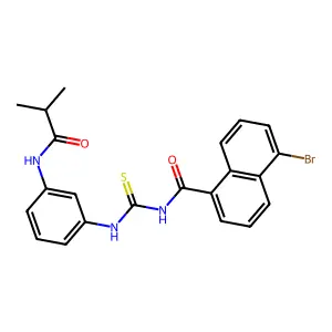 5-bromo-N-((3-isobutyramidophenyl)carbamothioyl)-1-naphthamide structure