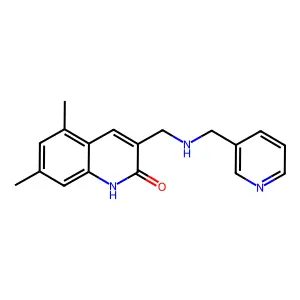 5,7-Dimethyl-3-{[(pyridin-3-ylmethyl)-amino]-methyl}-1H-quinolin-2-one structure